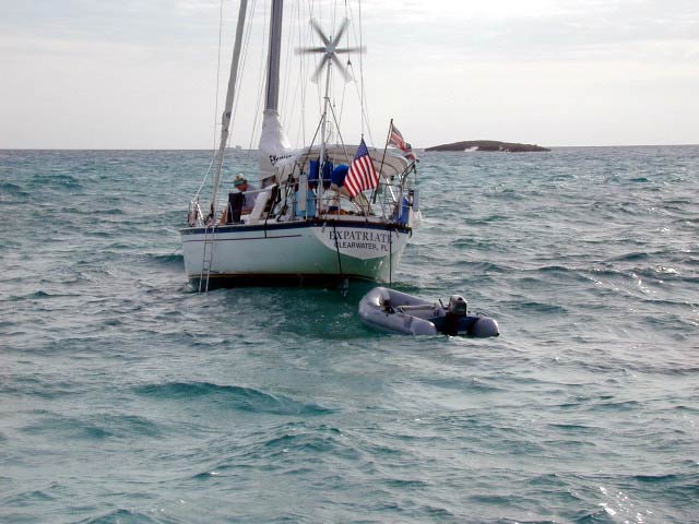 Rockin an Rollin at anchor in Chub Cay.