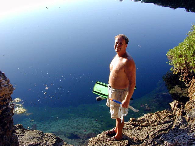 Mark preparing to enter the mystery of the Blue Hole.