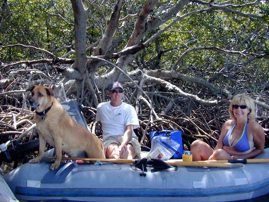 Geezer, Mark and Ginger at "The Beach" on Tavanier Key.