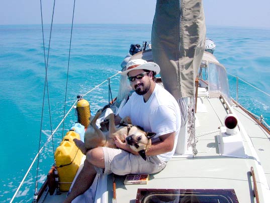 Motoring to the Dry Tortugas with Nigel at the helm.