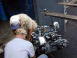 Our hero, Al, and woody working on the twin-grove pulleys.